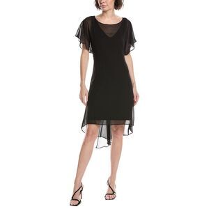 Adrianna Papell Womens High-Low Solid Midi, Black